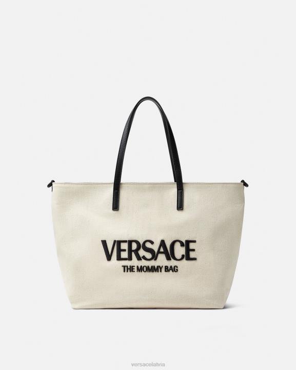 balts melns somas Versace 806B1850 bērniem logo mazuļa pārtinamo paklājiņa soma