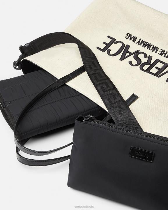 balts melns somas Versace 806B1850 bērniem logo mazuļa pārtinamo paklājiņa soma