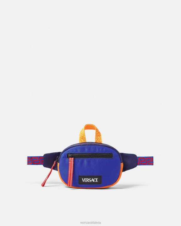 melns un zils somas Versace 806B2075 bērniem upcycle greca jostas soma