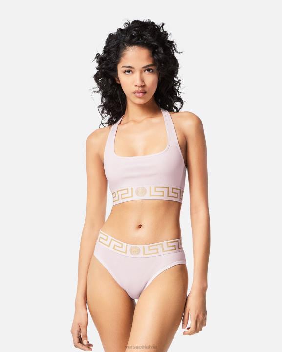 gaiši rozā apakšveļa un pludmales apģērbs Versace 806B1039 sievietes greca border sporta krūšturis