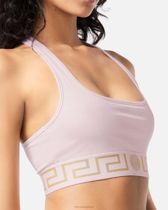gaiši rozā apakšveļa un pludmales apģērbs Versace 806B1039 sievietes greca border sporta krūšturis