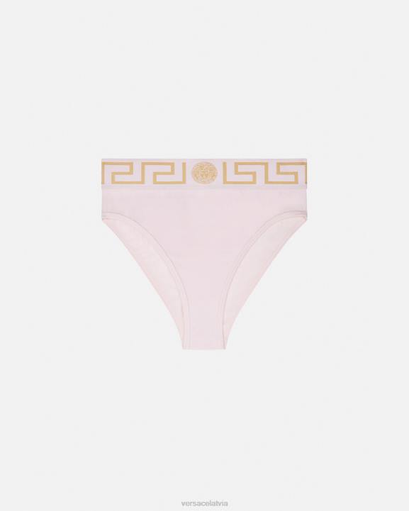 gaiši rozā apakšveļa un pludmales apģērbs Versace 806B1057 sievietes greca border biksītes ar augstām kājām