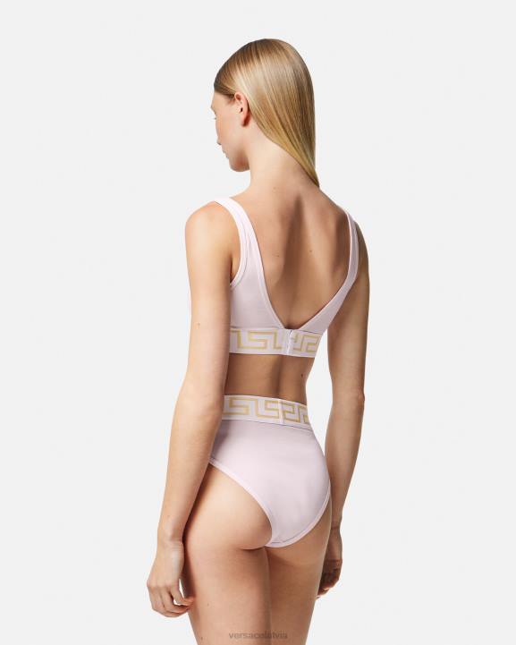 gaiši rozā apakšveļa un pludmales apģērbs Versace 806B1057 sievietes greca border biksītes ar augstām kājām