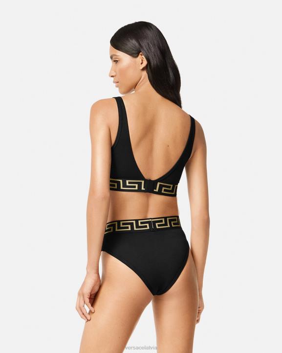 melns apakšveļa un pludmales apģērbs Versace 806B1043 sievietes greca border bralette