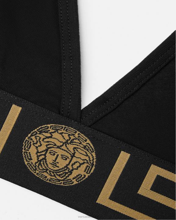 melns apakšveļa un pludmales apģērbs Versace 806B1043 sievietes greca border bralette