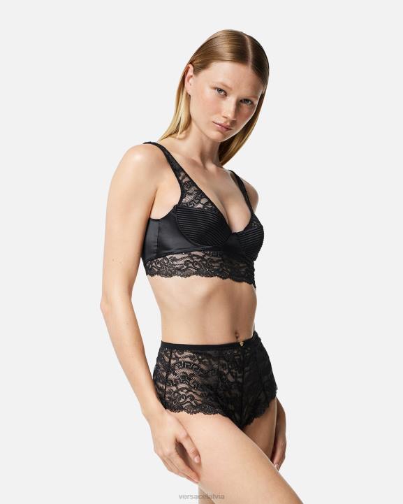 melns apakšveļa un pludmales apģērbs Versace 806B1065 sievietes mežģīņu bralette tops