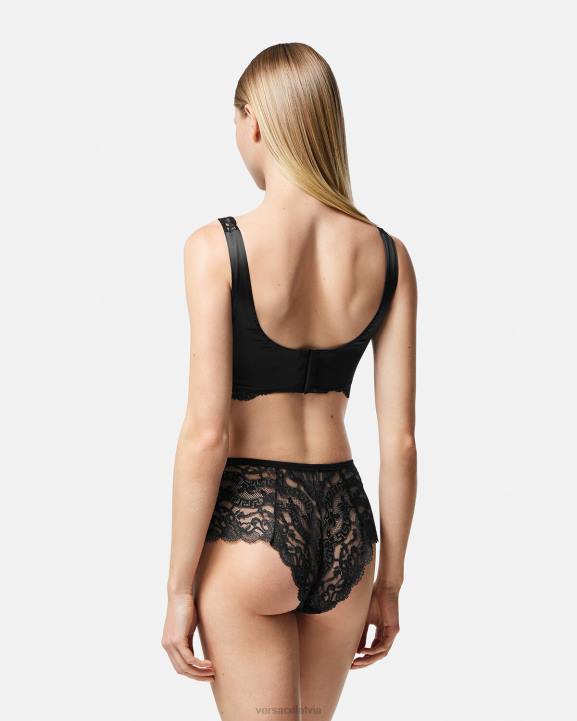 melns apakšveļa un pludmales apģērbs Versace 806B1065 sievietes mežģīņu bralette tops