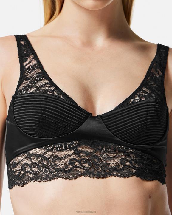 melns apakšveļa un pludmales apģērbs Versace 806B1065 sievietes mežģīņu bralette tops