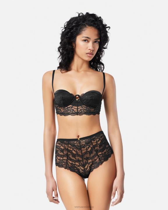 melns apakšveļa un pludmales apģērbs Versace 806B1066 sievietes baroko mežģīņu krūtis tops