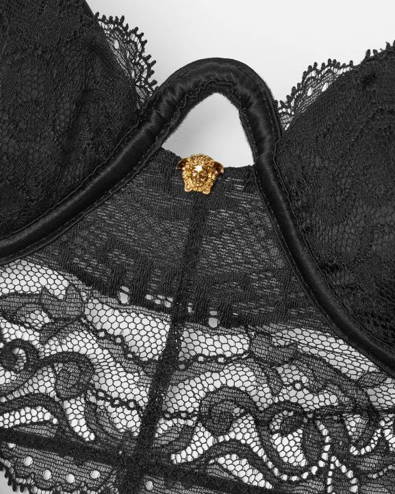 melns apakšveļa un pludmales apģērbs Versace 806B1066 sievietes baroko mežģīņu krūtis tops