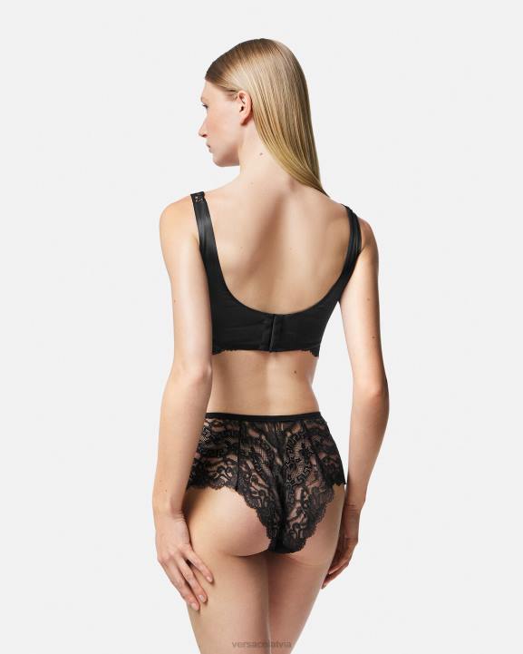 melns apakšveļa un pludmales apģērbs Versace 806B1067 sievietes baroko mežģīņu biksītes