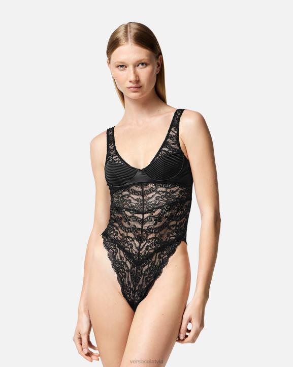 melns apakšveļa un pludmales apģērbs Versace 806B1068 sievietes mežģīņu bodijs