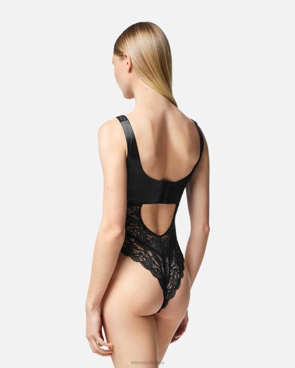 melns apakšveļa un pludmales apģērbs Versace 806B1068 sievietes mežģīņu bodijs