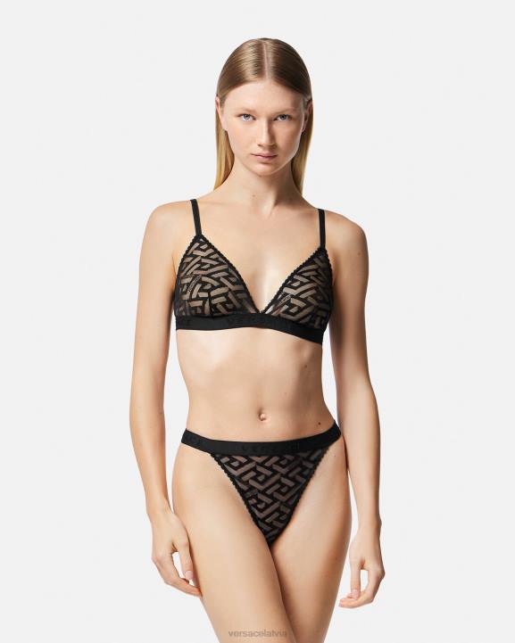 melns apakšveļa un pludmales apģērbs Versace 806B1073 sievietes la greca tills bralette