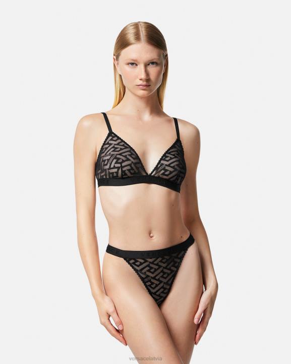 melns apakšveļa un pludmales apģērbs Versace 806B1074 sievietes la greca tills stringi