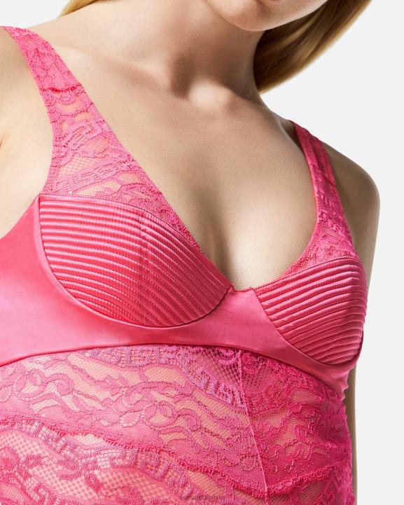 rozā apakšveļa un pludmales apģērbs Versace 806B1079 sievietes mežģīņu bodijs