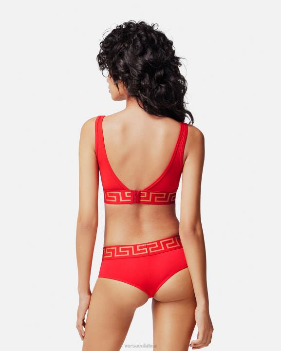 sarkans apakšveļa un pludmales apģērbs Versace 806B1041 sievietes greca border bralette