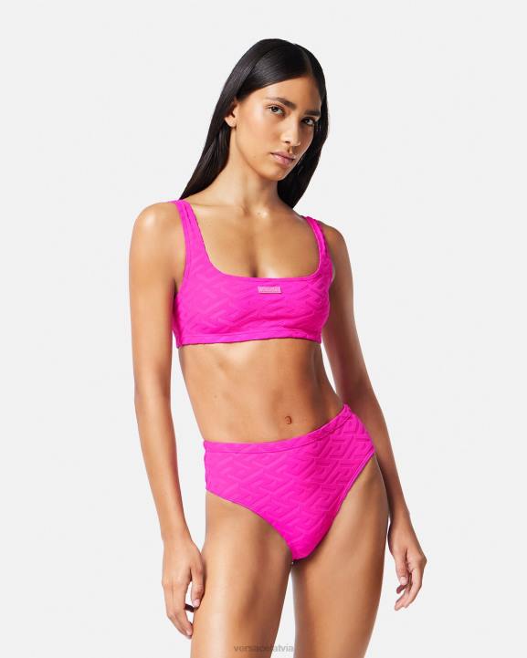 fuksija apakšveļa un pludmales apģērbs Versace 806B1182 sievietes la greca dvieļu bikini tops