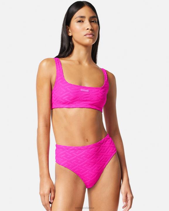 fuksija apakšveļa un pludmales apģērbs Versace 806B1183 sievietes la greca bikini biksītes ar augstu jostasvietu