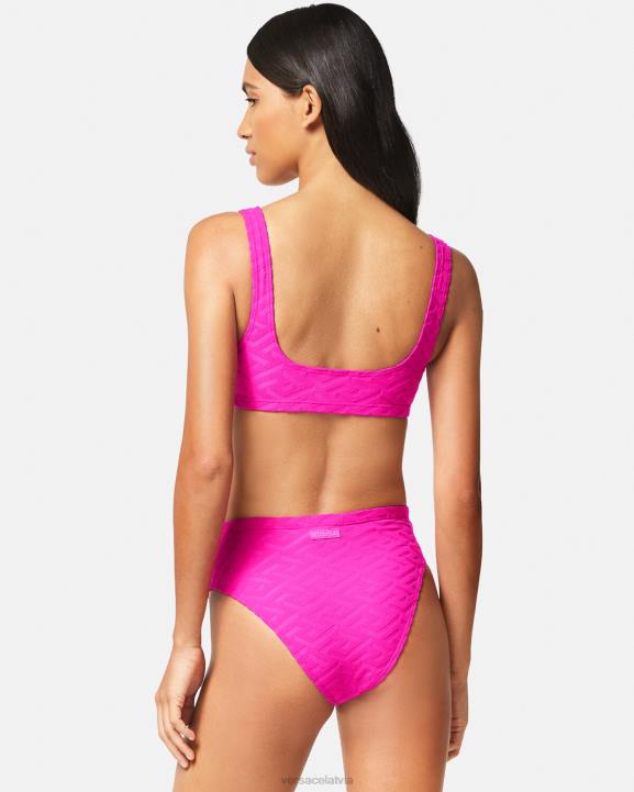fuksija apakšveļa un pludmales apģērbs Versace 806B1183 sievietes la greca bikini biksītes ar augstu jostasvietu