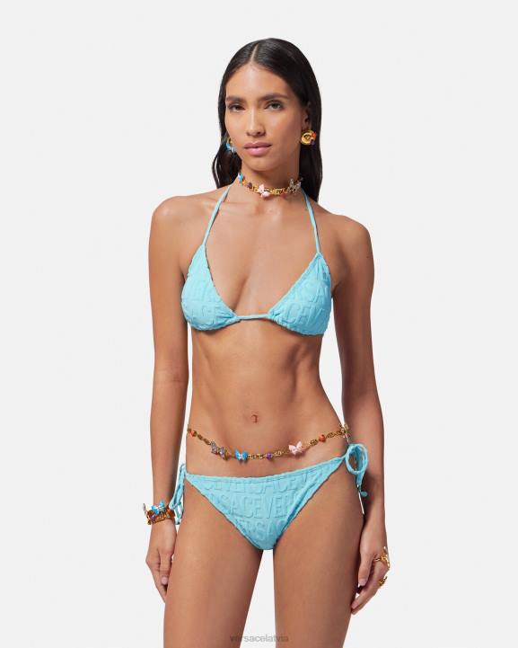 gaiši zils apakšveļa un pludmales apģērbs Versace 806B1119 sievietes Visur dvieļu bikini tops