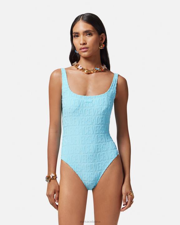 gaiši zils apakšveļa un pludmales apģērbs Versace 806B1123 sievietes allover dvieļu peldkostīms