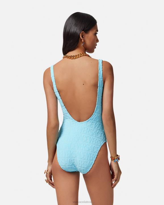 gaiši zils apakšveļa un pludmales apģērbs Versace 806B1123 sievietes allover dvieļu peldkostīms