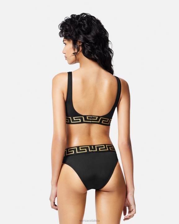 melns apakšveļa un pludmales apģērbs Versace 806B1152 sievietes greca border bikini tops