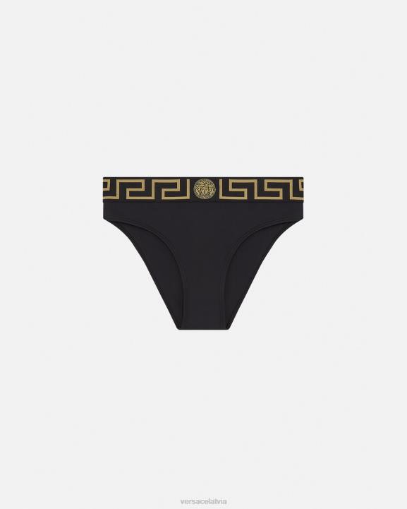 melns apakšveļa un pludmales apģērbs Versace 806B1156 sievietes greca border bikini biksītes