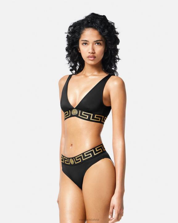 melns apakšveļa un pludmales apģērbs Versace 806B1156 sievietes greca border bikini biksītes