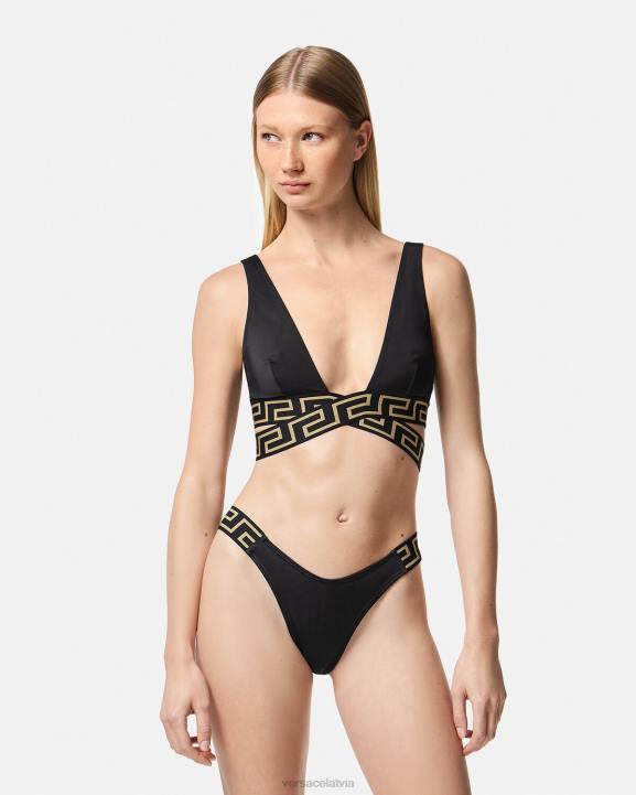 melns apakšveļa un pludmales apģērbs Versace 806B1157 sievietes greca border bikini bikses
