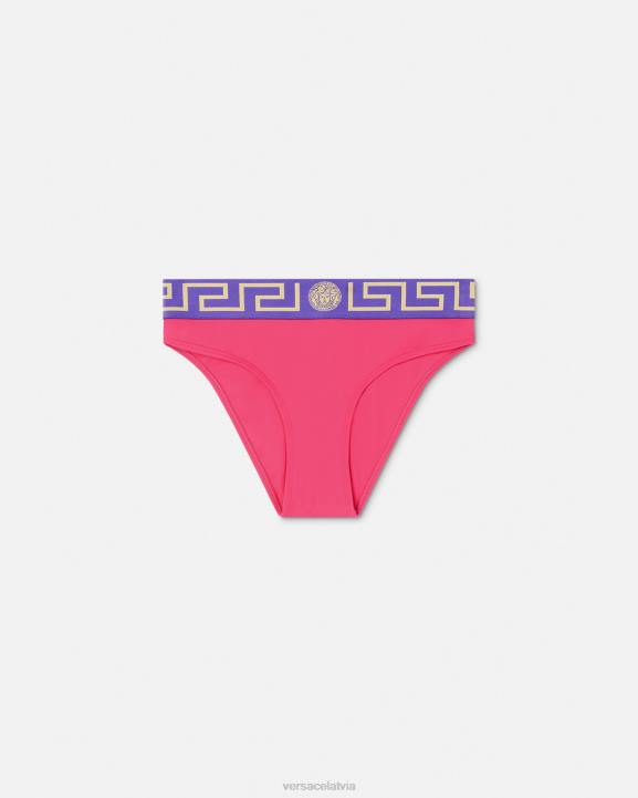 rozā un ceriņi apakšveļa un pludmales apģērbs Versace 806B1177 sievietes greca border bikini biksītes