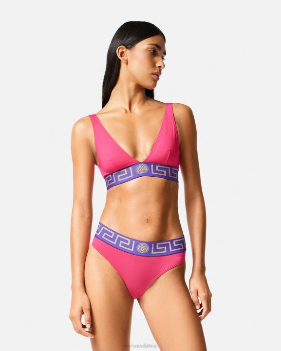 rozā un ceriņi apakšveļa un pludmales apģērbs Versace 806B1177 sievietes greca border bikini biksītes