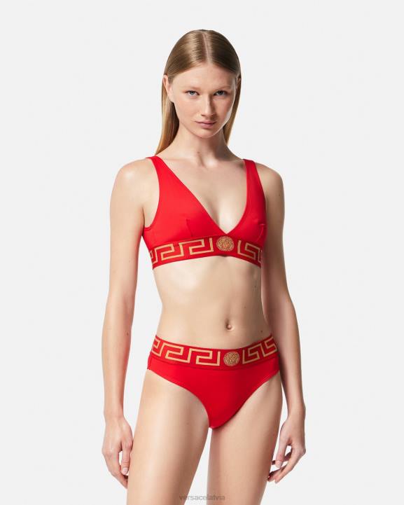 sarkans apakšveļa un pludmales apģērbs Versace 806B1151 sievietes greca border bikini tops