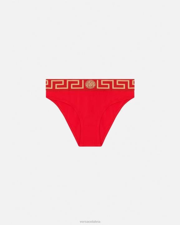 sarkans apakšveļa un pludmales apģērbs Versace 806B1155 sievietes greca border bikini biksītes