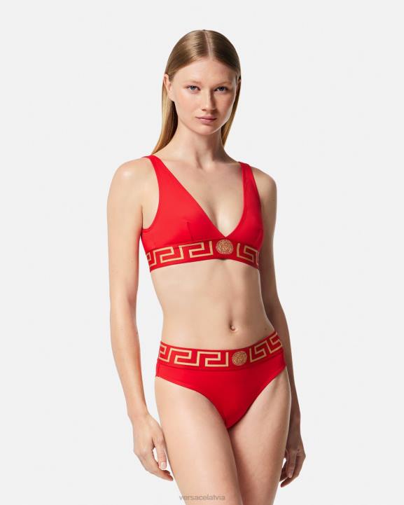 sarkans apakšveļa un pludmales apģērbs Versace 806B1155 sievietes greca border bikini biksītes
