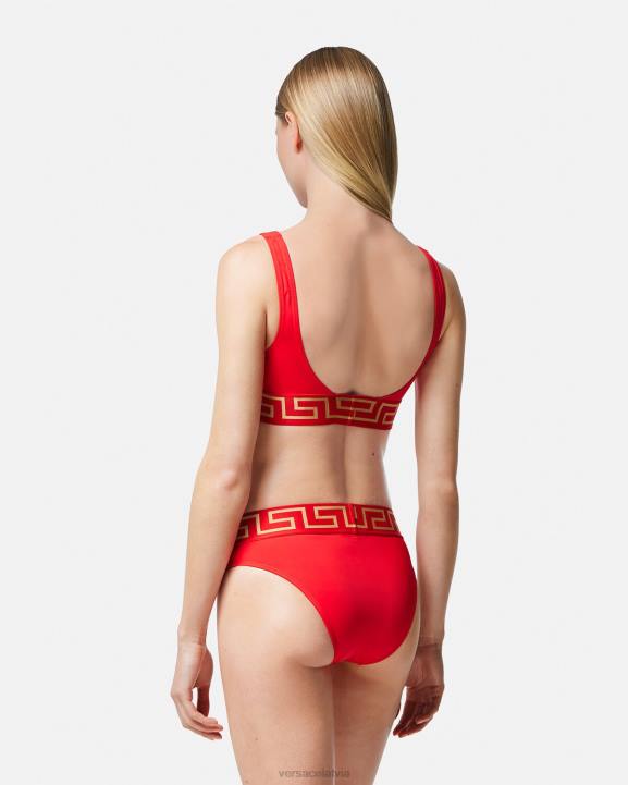sarkans apakšveļa un pludmales apģērbs Versace 806B1155 sievietes greca border bikini biksītes