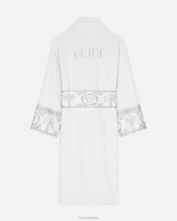 balts un sudrabs apakšveļa un pludmales apģērbs Versace 806B1090 sievietes kristāla i baroka līgavas peldmētelis