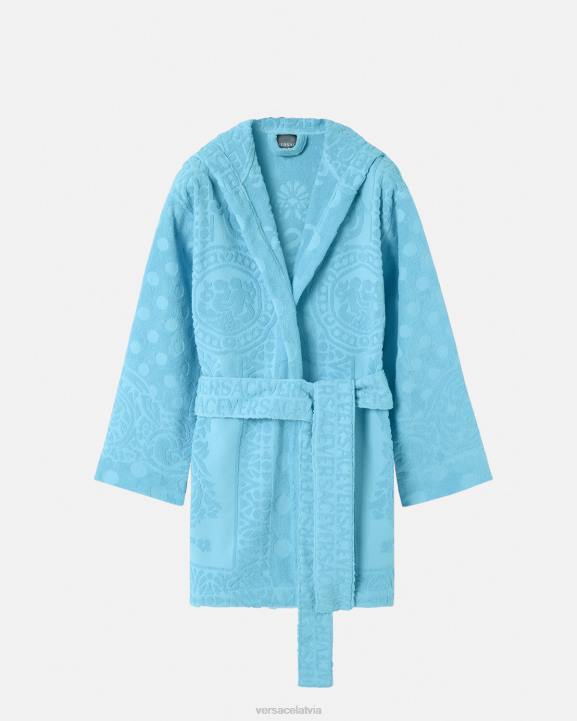 gaiši zils apakšveļa un pludmales apģērbs Versace 806B1082 sievietes gliemežvāku baroka stila īss peldmētelis