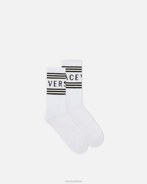balts apakšveļa un pludmales apģērbs Versace 806B1101 sievietes 90. gadu vintage logotipa zeķes