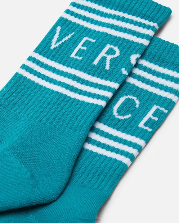 zaļš ūdens apakšveļa un pludmales apģērbs Versace 806B1107 sievietes 90. gadu vintage logotipa zeķes