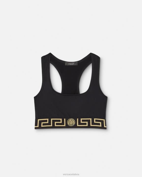 melns apģērbs Versace 806B237 sievietes greca border gym sporta krūšturis