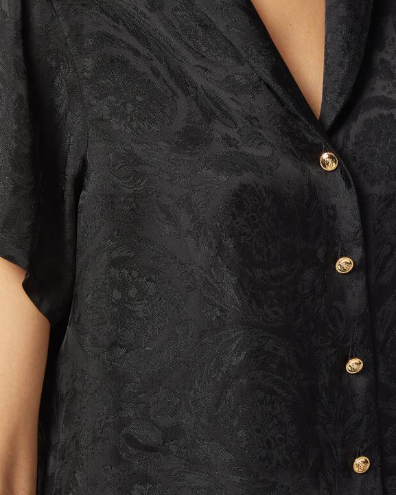 melns un pelēks apakšveļa un pludmales apģērbs Versace 806B1028 sievietes barocco žakarda crop pidžamas tops