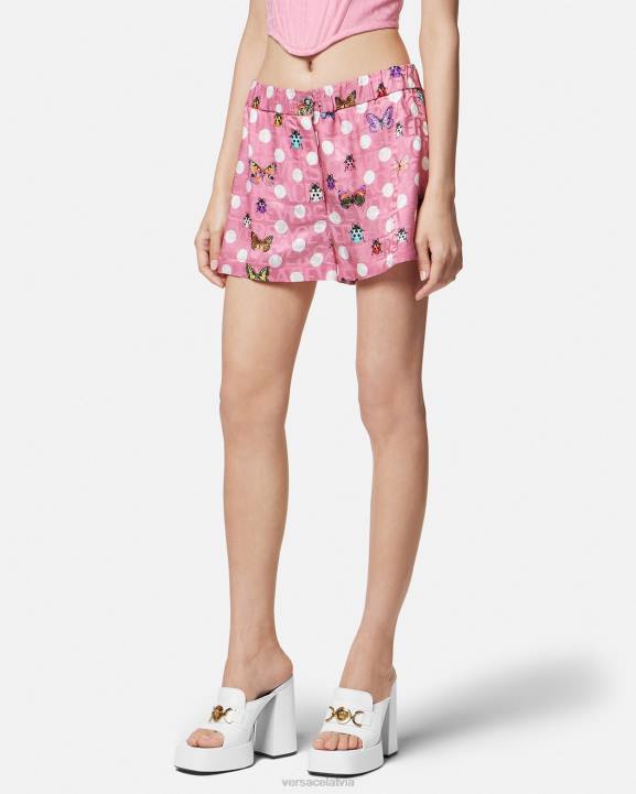 drukāt apģērbs Versace 806B197 sievietes butterflies zīda maisījuma šorti