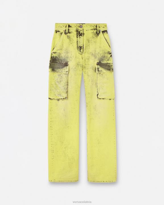 dzeltens apģērbs Versace 806B225 sievietes distressed cargo džinsi