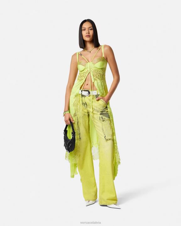 dzeltens apģērbs Versace 806B225 sievietes distressed cargo džinsi