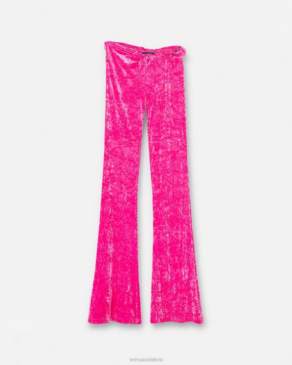 fuksija apģērbs Versace 806B215 sievietes velmētas uzliesmojošas samta bikses
