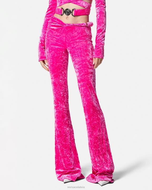 fuksija apģērbs Versace 806B215 sievietes velmētas uzliesmojošas samta bikses