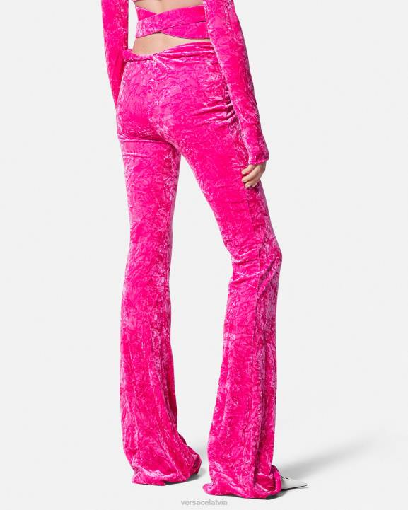 fuksija apģērbs Versace 806B215 sievietes velmētas uzliesmojošas samta bikses