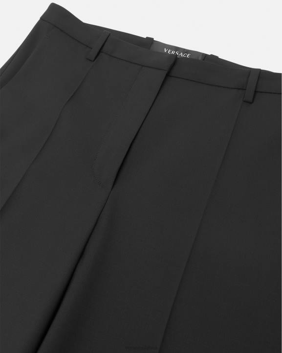 melns apģērbs Versace 806B202 sievietes bikses ar platām kājām
